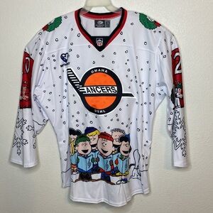 OT Omaha Lancers Peanuts Themed Hockey Jersey Size 52